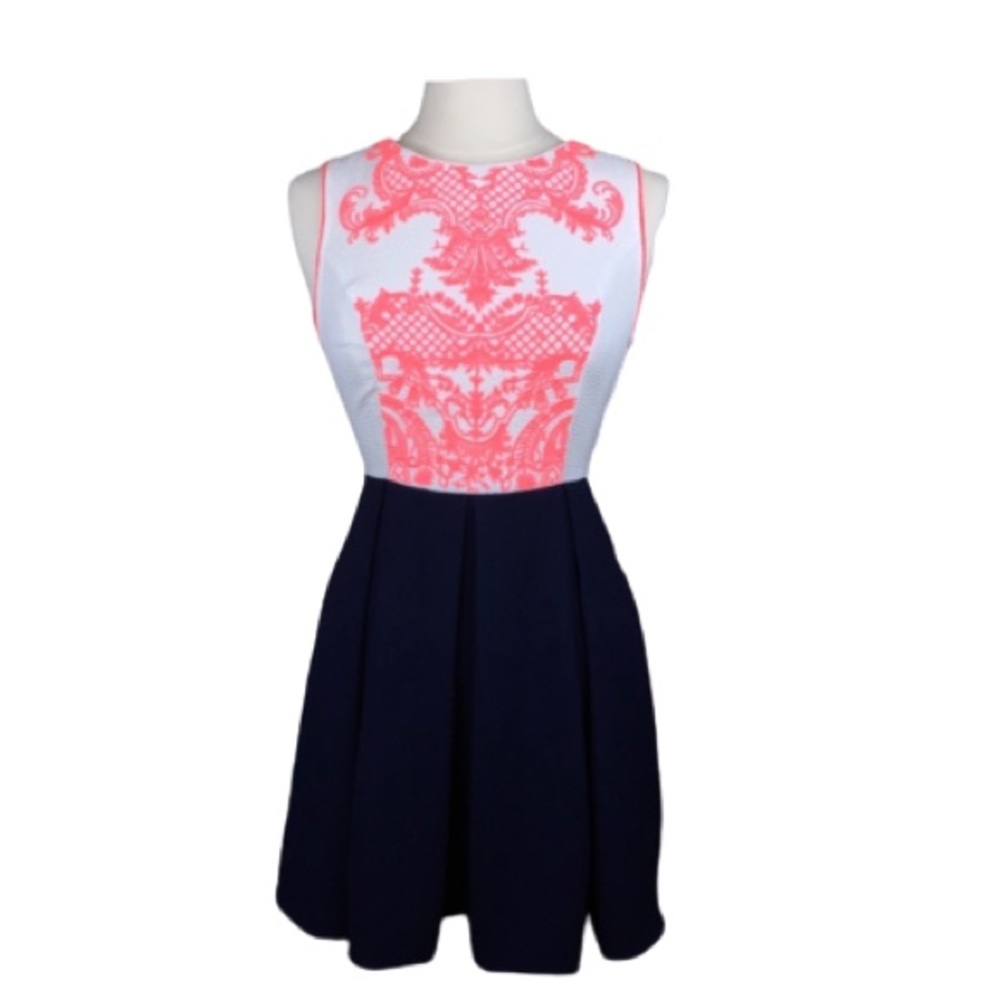 NEW Sugarlips Coral Embroidered Fit & Flare Dress